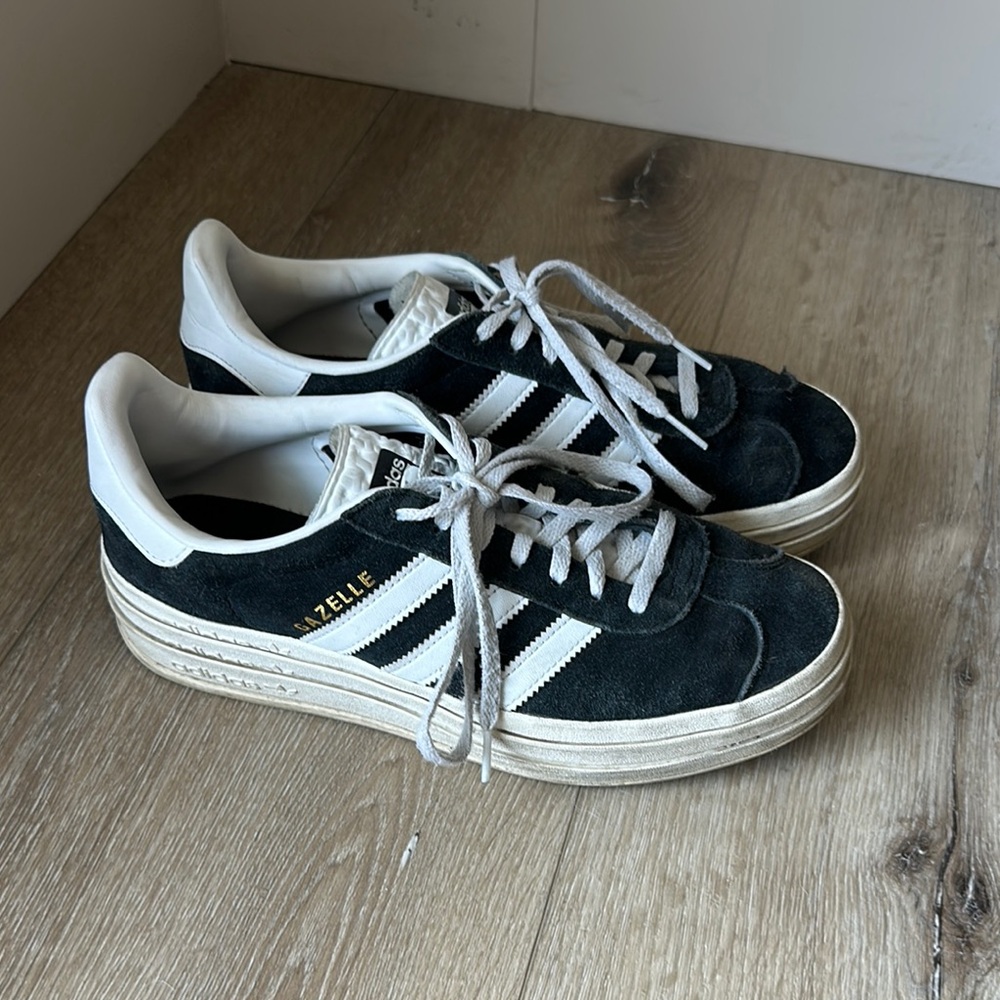 Adidas Black and White Suede Sneakers gazelle
